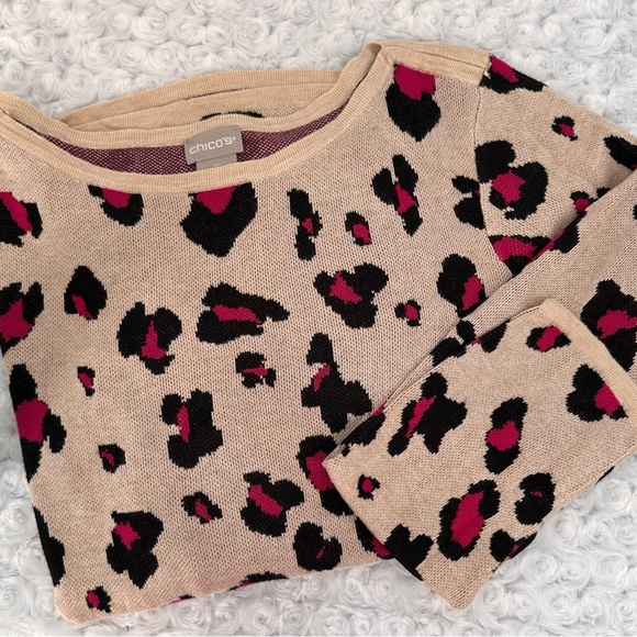 Chico's Sweaters - Chico’s Soft Leopard Print Petite Sweater